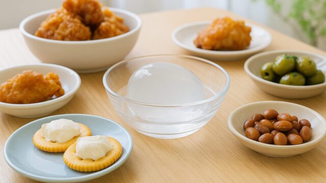 【水と油】水ゼリーに合うツマミを見つけよう！！【いや、水ゼリーと油】